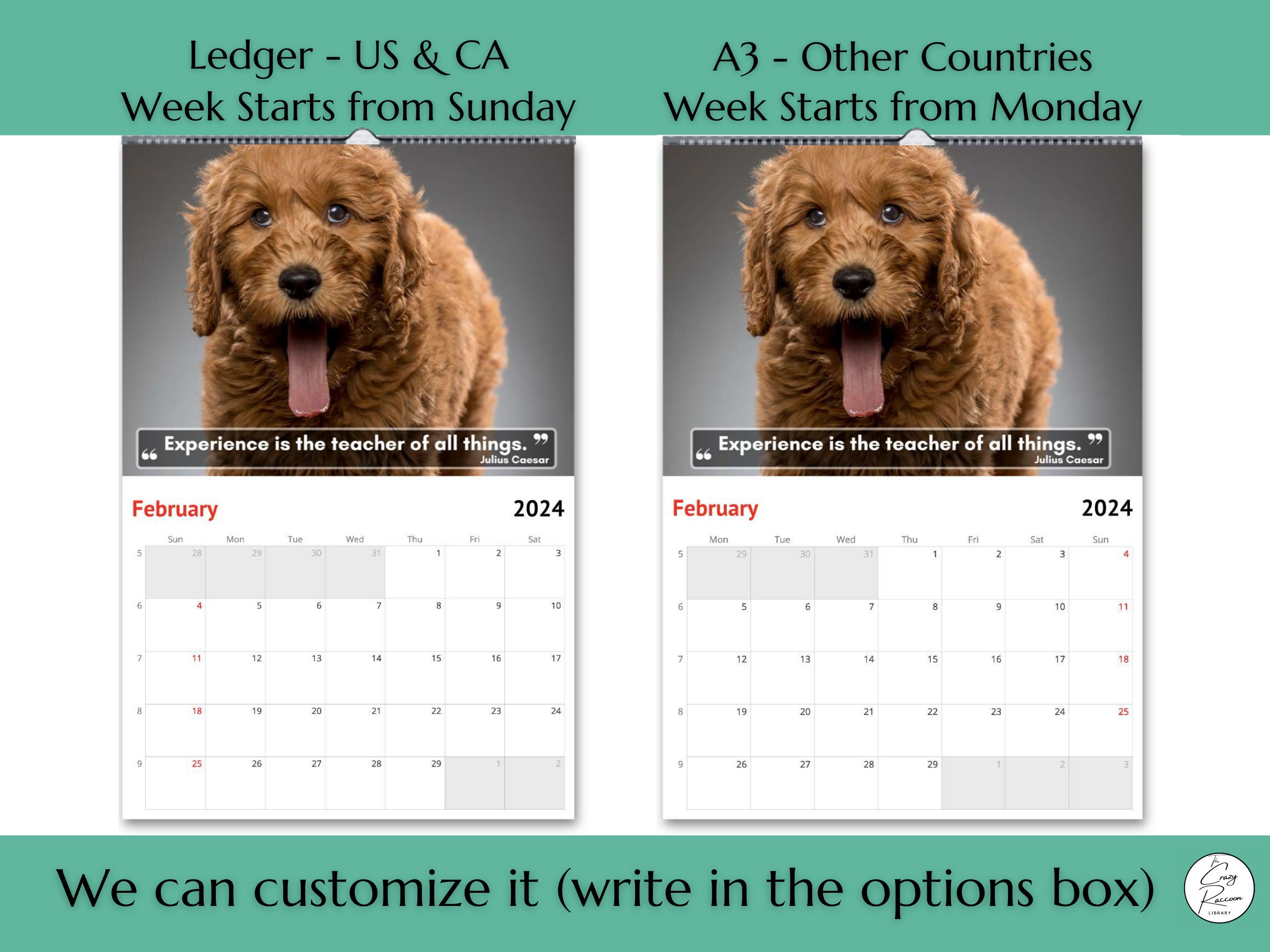 Goldendoodle Puppies Wall Calendar 2024, Cute Gift Idea for Doodle Lovers -  Etsy