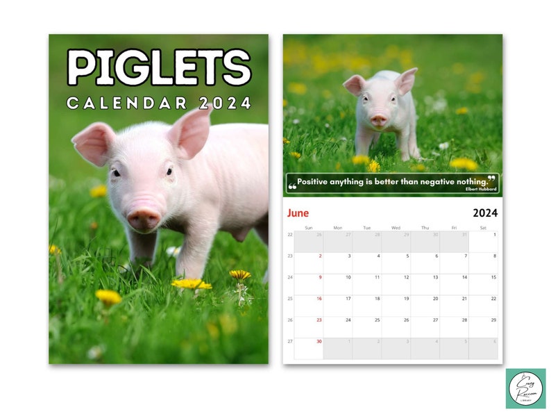 Piglets Wall Calendar 2024, Cute Gift Idea for Pig & Piglet Lovers Etsy