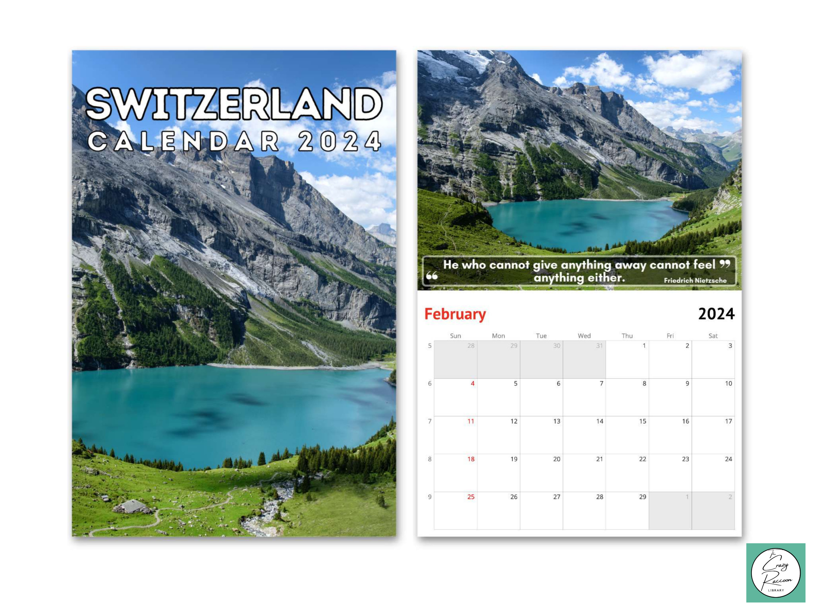 Switzerland Wall Calendar 2025, Great Gift Idea for Switzerland Lovers