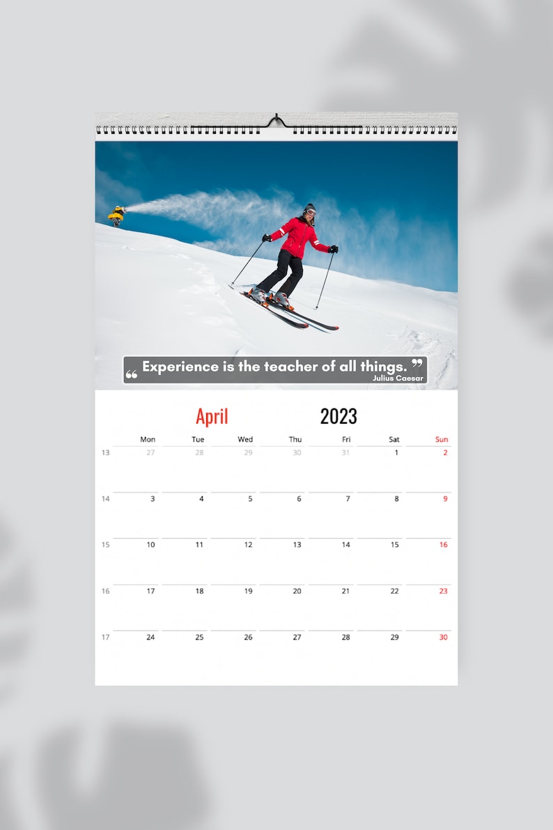 Skiing Wall Calendar 2023 Great Gift Idea for Skiing Lovers Etsy