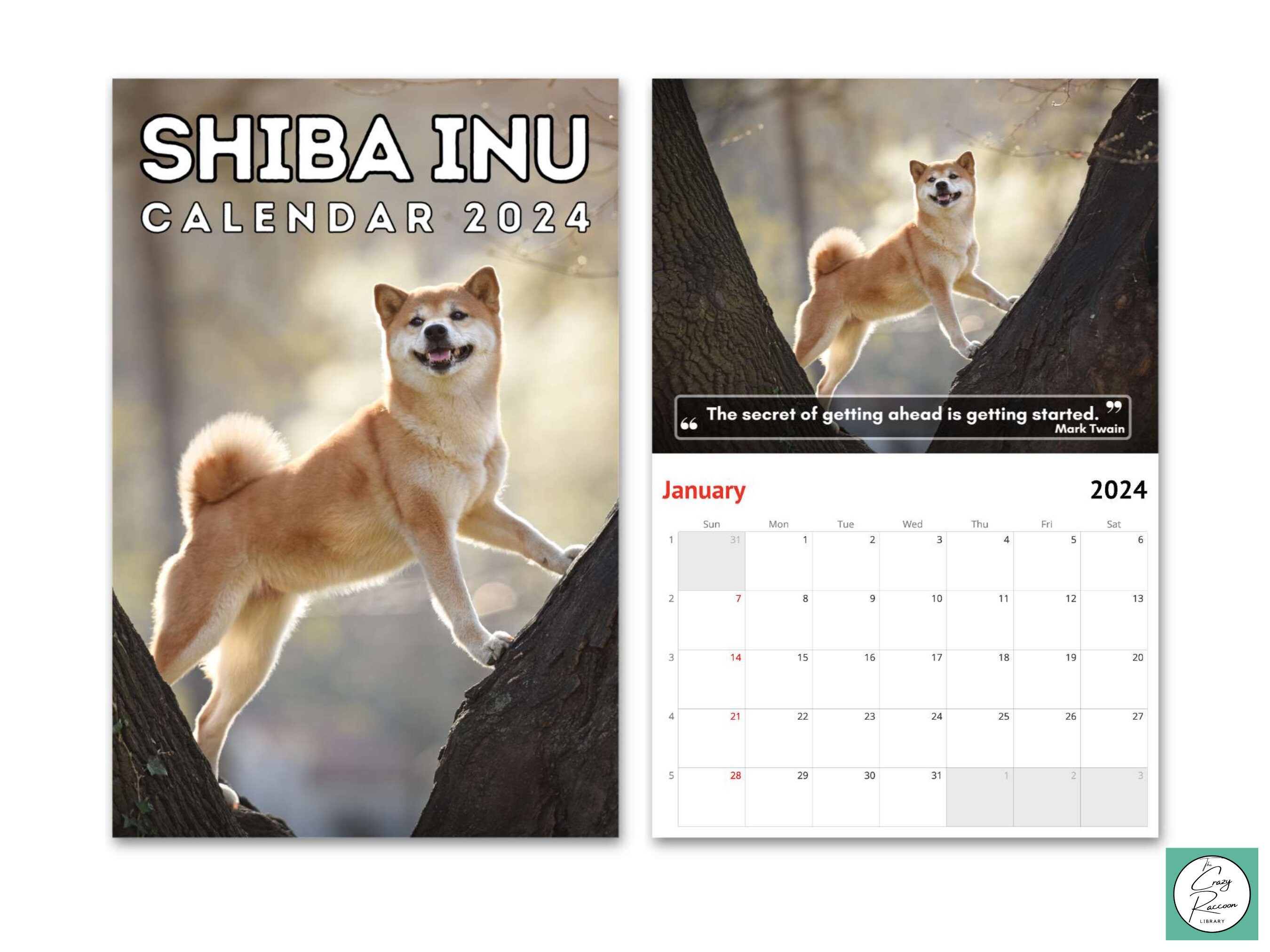 Shiba Inu Wall Calendar 2024, Cute Gift Idea for Shiba Inu Lovers Etsy