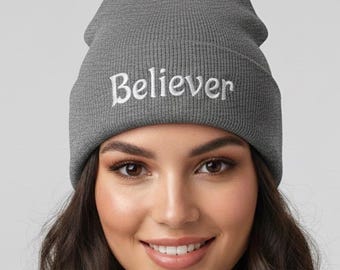 Believer Bestickte Mütze | Wintermütze mit Bündchen