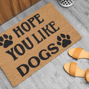 Cute Dog-Themed Polyester Doormat, Pet Lover Welcome Mat, Funny Home Décor, Entryway Rug, Gift for Dog Owners, Paw Print Door Mat