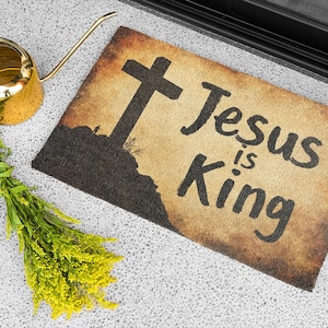 Jesus är kung dörrmatta: Kristen välkomstmatta, trosbaserad heminredning