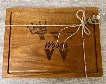 Personalized Acacia Wood Cutting Board | Engraved Kitchen Gift