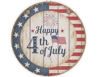Rustic 4th of July Wood Sign | Farmhouse Decor, Independence Day Wall Art, USA Decorations, Patriotic Home Sign