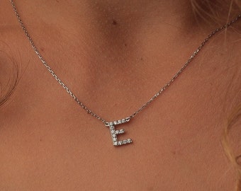 Personalized Diamond Initial Necklace, Personalized Letter Necklace, Stone Letter Necklace, Cubic Zirconia Initial Necklace,Mothers day Gift