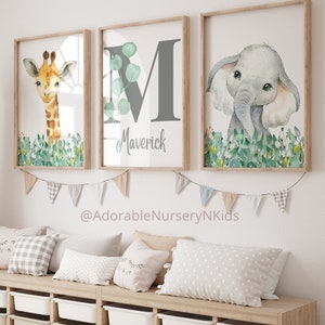 Láminas de animales de safari para guardería, guardería neutra en cuanto al género, láminas de animales para guardería, arte de pared para guardería de niño, láminas de animales de la jungla, guardería de safari