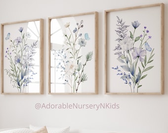Boho Nursery Wall Art, Wildflower Nursery Decor, Botanical Print, Floral Nursery Art, Girl Nursery Decor, Wildflower Prints, Meadow flowers