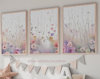 Boho Nursery Wall Art, Wildflower Nursery Decor, Botanical Print ...