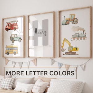 Transport vehicle prints, Transportation nursery decor, construction vehicle prints, Boy room wall art, Boy nursery cars decor, Truck prints