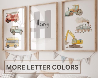 Transport vehicle prints, Transportation nursery decor, construction vehicle prints, Boy room wall art, Boy nursery cars decor, Truck prints