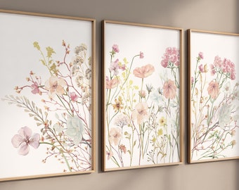 Boho Nursery Wall Art, Wildflower Nursery Decor, Botanical Print, Floral Nursery Art, Girl Nursery Decor, Wildflower Prints, Meadow flowers