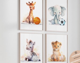 Animal nursery, Sports nursery decor,Animals Sport, Baby boy sports nursery, Safari nursery, basketball, baseball, football, Boy Nursery
