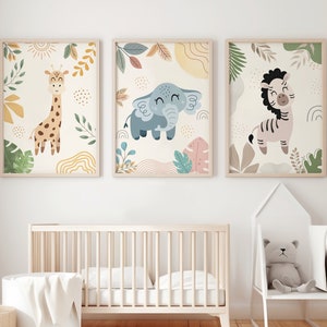 jungle animal art, Safari Nursery art, Boho Nursery Prints, girl nursery, forest animals, Nursery Art, animal Nursery Decor, animal prints