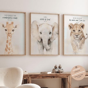 Christian nursery decor, Safari animal prints,Bible verse nursery art,  Scripture nursery, Neutral nursery, Animal nursery, Jungle nursery