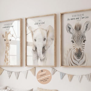 Christian nursery decor, Safari animal prints, Bible verse nursery art, Scripture nursery, Neutral nursery, Animal nursery, Jungle nursery