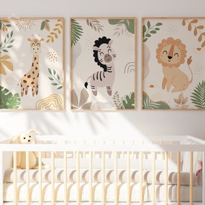 Safari Nursery art, Boho Nursery Prints, girl nursery, jungle animals, safari animals, Nursery Art, animal Nursery Decor, animal prints