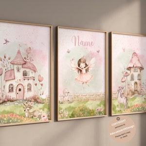 Fairy nursery theme decor, Fairy garden wall art, Personalized name gift, fairy art, girl bedroom decor, girls fairy wall art, fairy decor