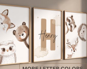 Woodland Animal Prints, Woodland Nursery Wall Art Gift,  Boy Nursery  Wall Art, Forest Animal Nursery Decor, Watercolor Bear Deer Fox Prints