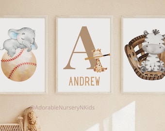 Baby boy sports nursery, Animal sports, Baseball nursery decor, Baseball print set, Nursery sports decor, Baseball posters, Nursery Animals