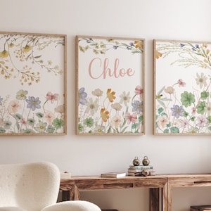 Boho Nursery Wall Art, Wildflower Nursery Decor, Botanical Print, Floral Nursery Art, Girl Nursery Decor, Wildflower Prints, Meadow flowers