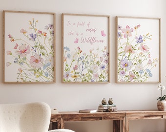 Pink Floral Nursery Decor: Boho Girl Wall Art Print - Etsy