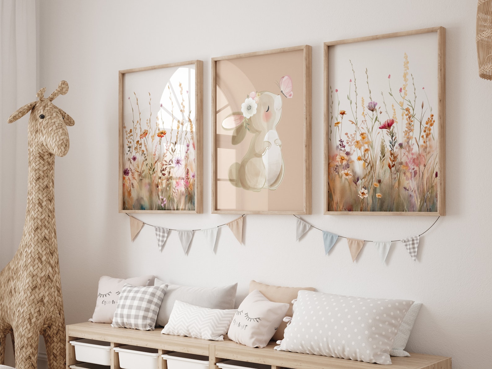 Wildflower Nursery Decor, Floral Nursery Art, Bunny Nursery, Girl ...