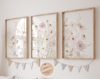 Boho Nursery Wall Art, Wildflower Nursery Decor, Botanical Print, Floral Nursery Art, Girl Nursery Decor, Wildflower Prints, Meadow flowers