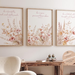 Estampas de flores silvestres, arte de parede de berçário Boho, decoração de berçário de flores silvestres, decoração de berçário feminino, arte floral de berçário, berçário cristão, berçário bíblico