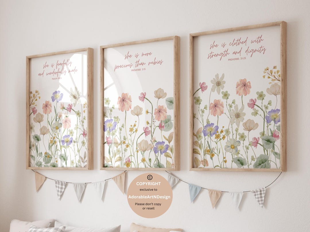 Wildflower Prints, Boho Nursery Wall Art, Wildflower Nursery Decor ...