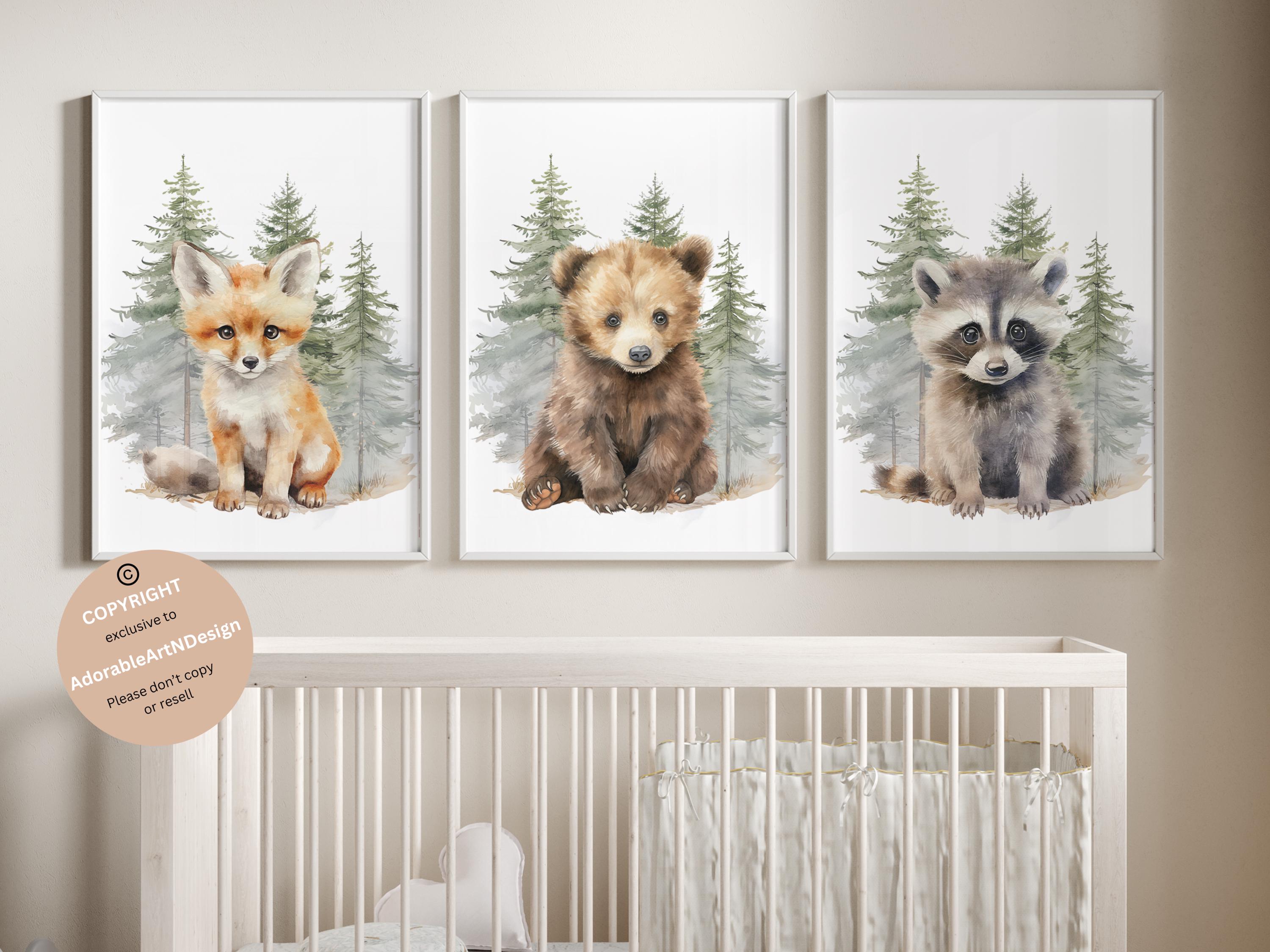 Woodland Animal Prints, Woodland Nursery Wall Art Gift, Boy Nursery ...