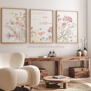 Wildflower Prints, Boho Nursery Wall Art, Wildflower Nursery Decor ...