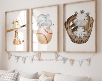 Baseball Kinderzimmer Dekor, Jungen Sport Poster, Baseball Kinderzimmer Dekor, Kinderzimmer Wand Kunst Tiere, Jungen Kinderzimmer Wandkunst, Tier Sport Drucke, Baseball Druckset
