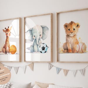 Sports nursery decor, Animal nursery, Animals Sport, Baby boy sports nursery, Safari nursery, basketball, baseball, football, Boy Nursery