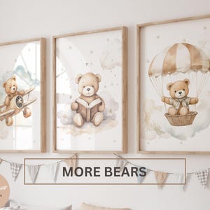 Set of 3 Teddy bear nursery wall art print| Bear nursery Decor| Bear ,Moon, Cloud| Nursery Decor| Baby neutral print| New baby Printable