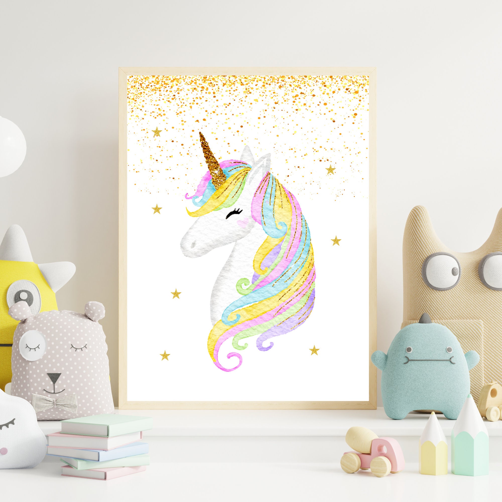 Unicorn Nursery Print Girl Nursery Decor Glitter Unicorn - Etsy