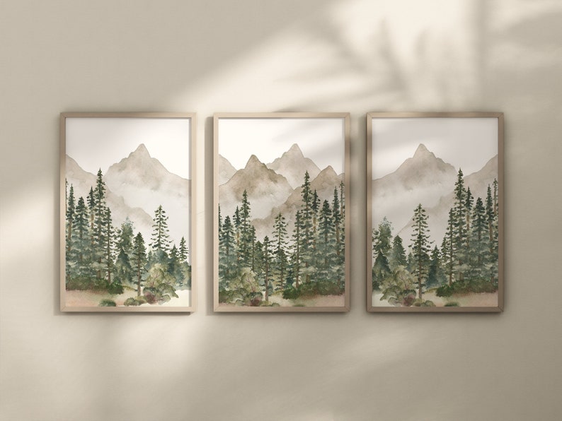 Mountain Nursery Decor Forest Nursery Prints Woodland Etsy