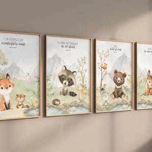 Wald Kinderzimmer Wandbild, Bibel Vers Kinderzimmer, Wald Kinderzimmer Dekor, Waldkinderzimmer, Tierposter, Tierwandkunst