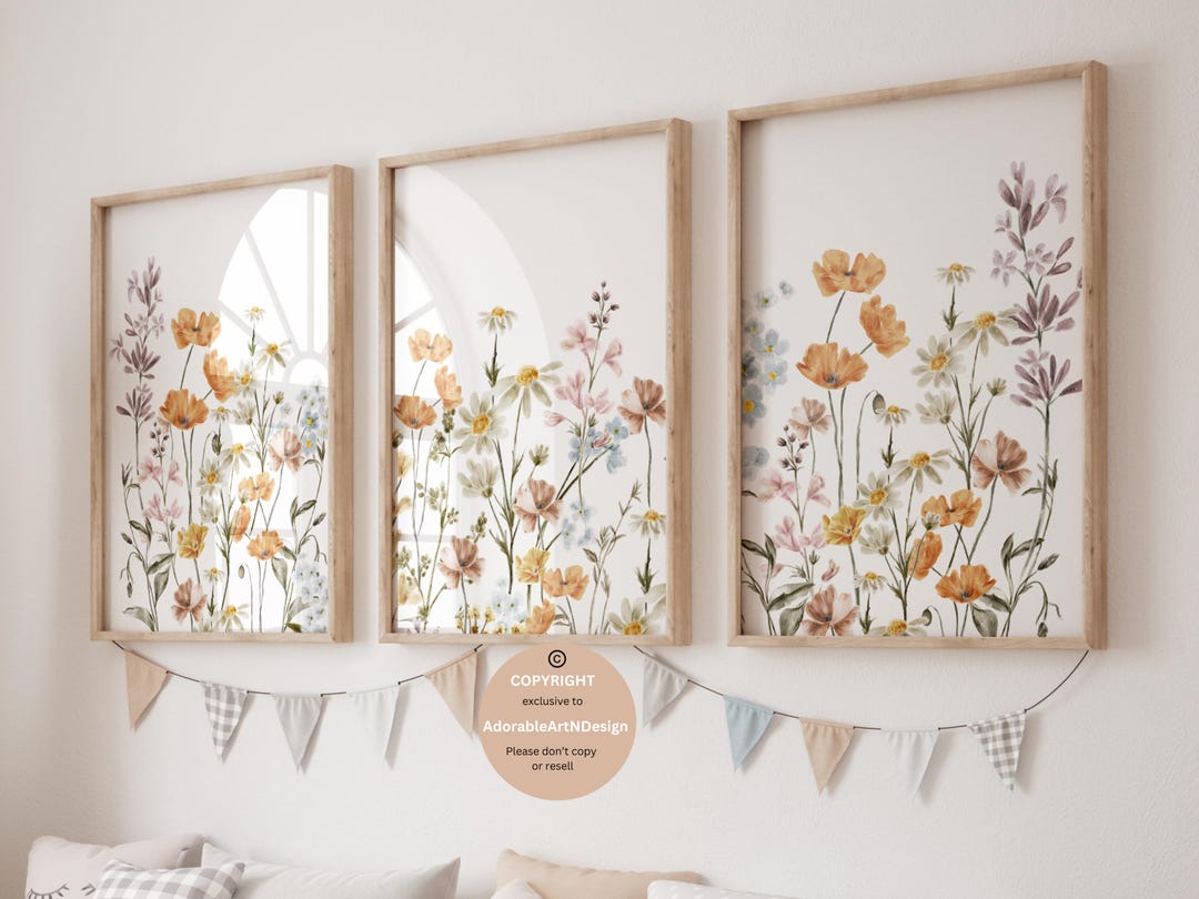 Boho Nursery Wall Art, Wildflower Nursery Decor, Botanical Print ...