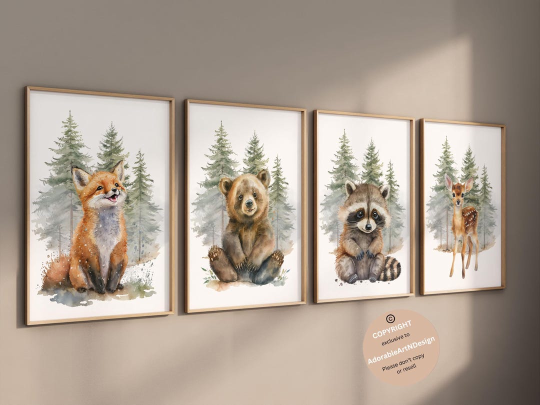 Woodland Nursery Wall Art Gift, Woodland Animal Prints, Boy Nursery ...