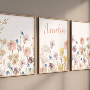 Boho Nursery Wall Art, Wildflower Nursery Decor, Botanical Print, Floral Nursery Art, Girl Nursery Decor, Wildflower Prints, Meadow flowers
