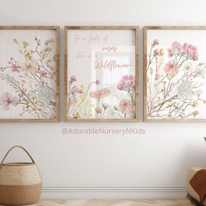 Wildflower Prints, Boho Nursery Wall Art, Wildflower Nursery Decor ...