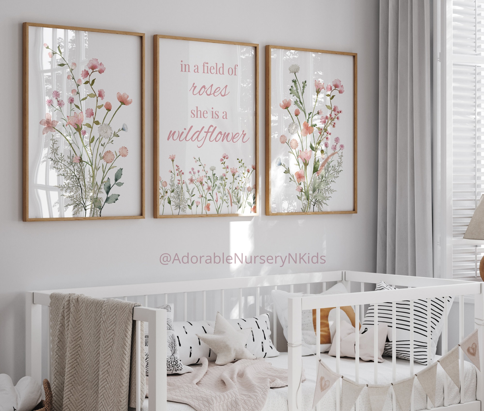 Wildflower Nursery Decor, Floral Nursery Art, Girl Nursery Decor, Boho ...