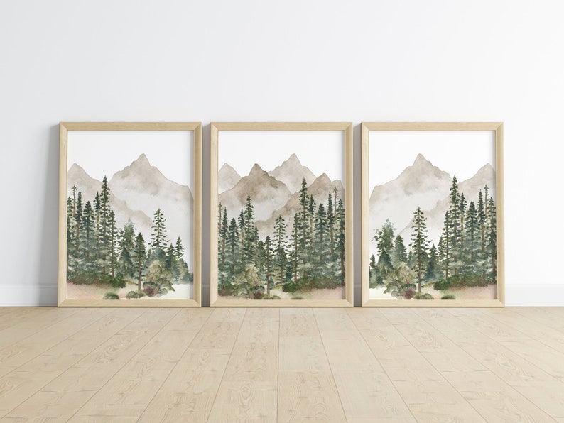 Mountain Nursery Decor Forest Nursery Prints Woodland Etsy