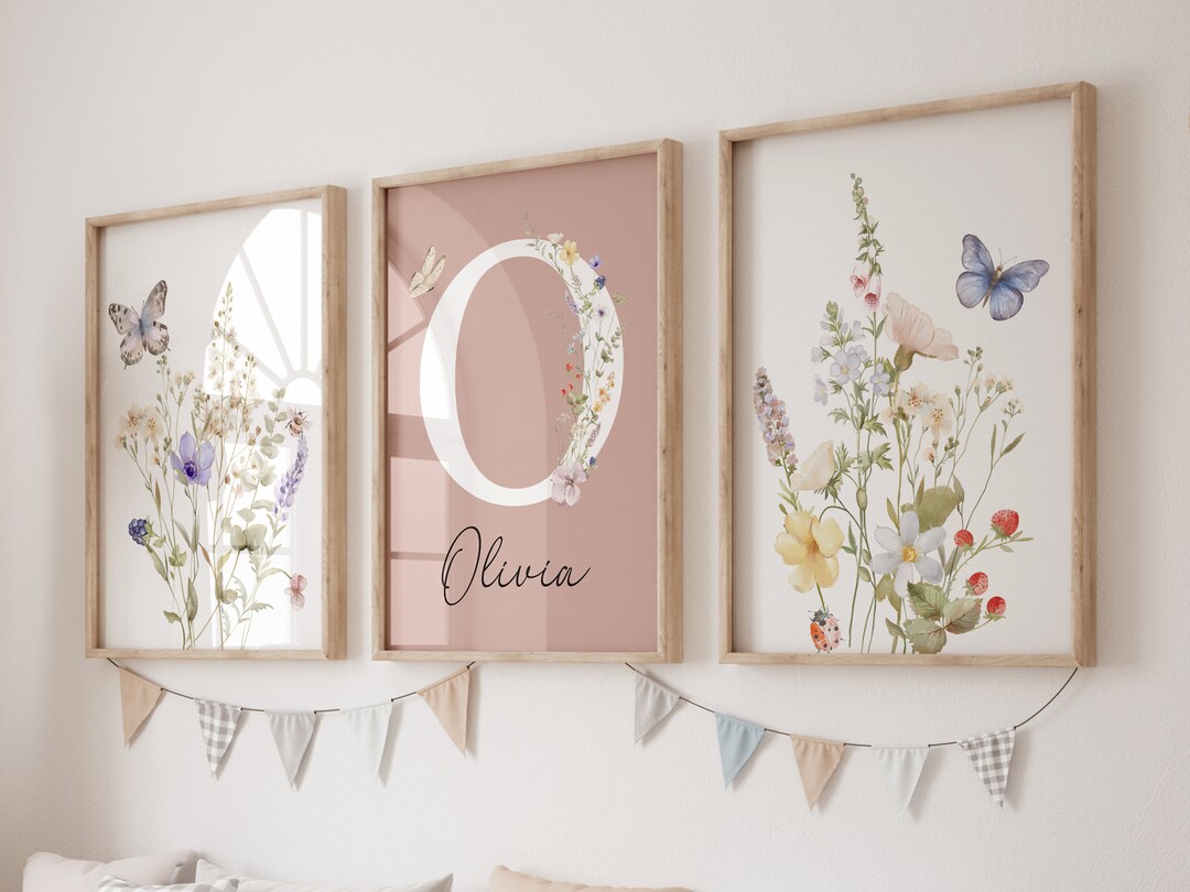 Custom Wildflowers Prints| Floral Nursery Wall Art, Boho, Baby Girl ...