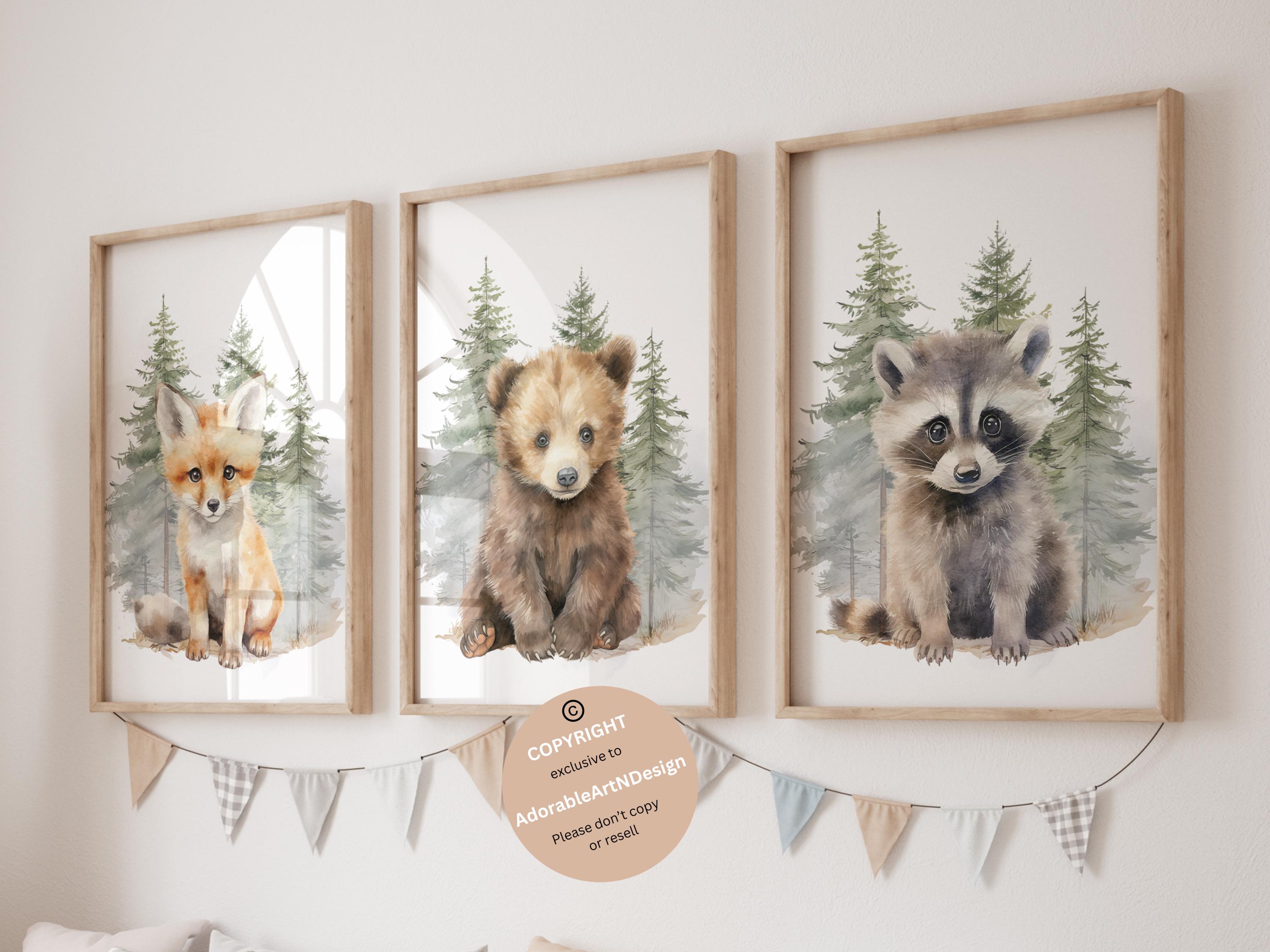 Woodland Animal Prints, Woodland Nursery Wall Art Gift, Boy Nursery ...