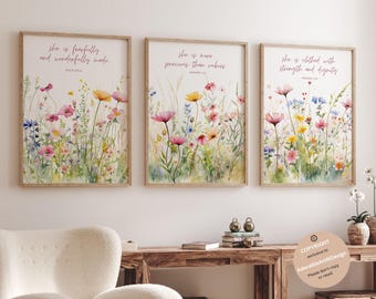 Wildflower Prints, Boho Nursery Wall Art, Christian nursery, Wildflower Nursery Decor, Girl Nursery Decor, Floral Nursery Art, Bible nursery
