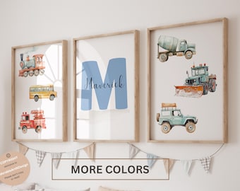 Transportation nursery decor, construction vehicle prints, Transport vehicle prints, Boy room wall art, Boy nursery cars decor, Truck prints