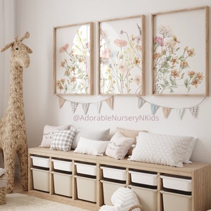 Boho Nursery Wall Art, Wildflower Nursery Decor, Botanical Print ...